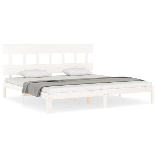 vidaXL Cadre de lit sans matelas blanc 200x200 cm bois massif de pin