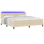 vidaXL Lit à ressorts avec matelas avec LED Crème 200 x 200 cm tissu
