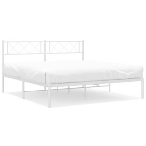 vidaXL Cadre de lit métal sans matelas et tête de lit blanc 140x190 cm
