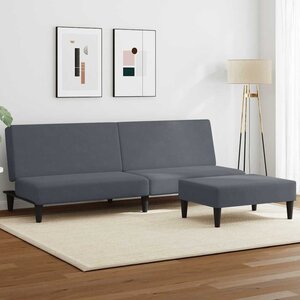 vidaXL Canapé-lit à 2 places avec repose-pied gris foncé velours