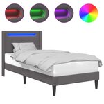 vidaXL Cadre de lit avec bandes LED Gris 80 x 200 cm Simili cuir