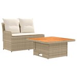 vidaXL 2 pc Canapé de jardin avec accoudoirs et table relevable