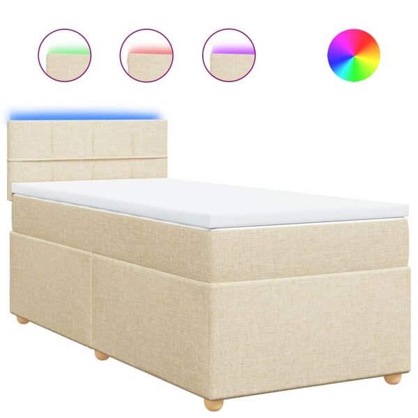 vidaXL Sommier à lattes de lit avec matelas Crème 90x200 cm Tissu