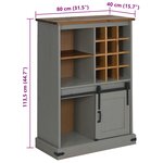 vidaXL Armoire à vin HALDEN casiers à vin porte coulissante gris pin