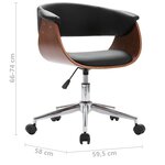 vidaXL Chaise pivotante à manger Noir Bois courbé et similicuir