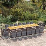 vidaXL Ensemble à manger de jardin coussins 19 Pièces Gris Résine tressée