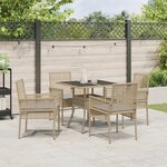 vidaXL Ensemble repas jardin 5 pièces Beige en poly rotin