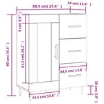 vidaXL Buffet chêne fumé 69 5x34x90 cm bois d'ingénierie