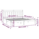 vidaXL Cadre de lit sans matelas noir 200x200 cm bois massif