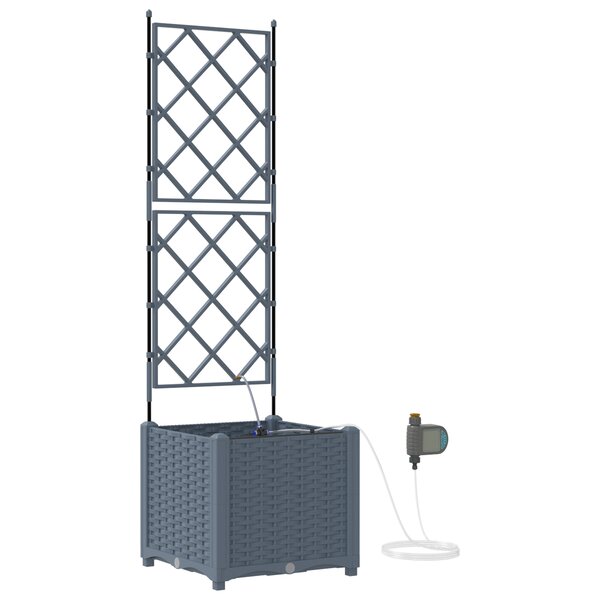 vidaXL Jardinières de jardin 1 pc Treillis Gris clair 40 x 40 x 142 cm