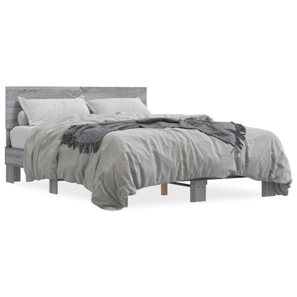 vidaXL Cadre de lit sans matelas sonoma gris 140x190 cm