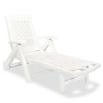 vidaXL Chaise longue avec repose-pied Plastique Blanc