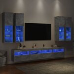 vidaXL Ensemble de meubles TV muraux 7Pièces et lumières LED gris béton