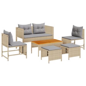 vidaXL Canapé d'extérieur Beige et gris clair Rotin  tissu Standard
