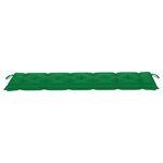 vidaXL Banc de jardin avec coussin vert 175 cm Bois de teck massif