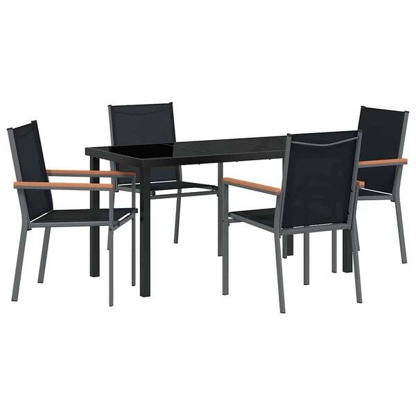 vidaXL Ensemble de salle à manger pour jardin 5 Pièces Noir