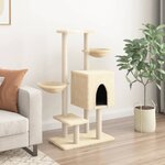 vidaXL Arbre à chat avec griffoirs en sisal crème 117 cm