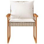 vidaXL Ensemble de bistro et coussins 3 Pièces mélange beige rotin acacia