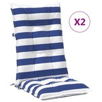 vidaXL Coussin d'extérieur 2 Pièces Bleu et Blanc 120 x 50 x 7 cm Tissu