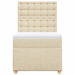 vidaXL Sommier à lattes de lit avec matelas Crème 100x200 cm Tissu