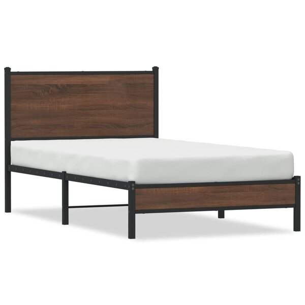 vidaXL Cadre de lit en métal sans matelas chêne marron 100x200 cm