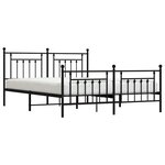 vidaXL Cadre de lit métal sans matelas avec pied de lit noir 160x200cm