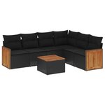 vidaXL Salon de jardin 7 Pièces avec coussins noir résine tressée