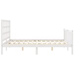 vidaXL Cadre de lit avec tête de lit blanc King Size bois massif