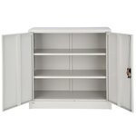 Armoire de bureau verrouillable métallique étagère meuble 3 niveaux gris 08_0000378