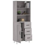 vidaXL Buffet haut Sonoma gris 69 5x34x180 cm Bois d'ingénierie