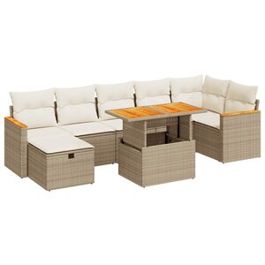 vidaXL Salon de jardin avec coussins 5 Pièces beige résine tressée
