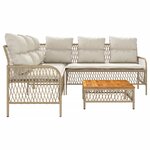 vidaXL Salon de jardin avec coussins 2 Pièces beige résine tressée