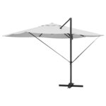 vidaXL Parasol Roma à Bras Déporté Beige et Noir 352 x 251 x 265 cm
