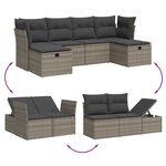 vidaXL Salon de jardin 6 Pièces avec coussins gris résine tressée