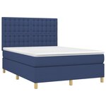 vidaXL Sommier à lattes de lit et matelas et LED Bleu 140x200 cm Tissu