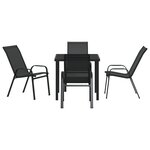 vidaXL Ensemble de salle à manger de jardin de 5 pièces en Textilène noir et acier