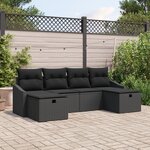 vidaXL Ensemble de Canapé de Jardin en 6 pièces avec Coussins Noir Poly Rattan
