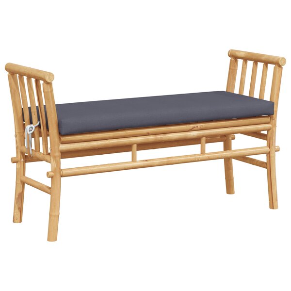 Banc de jardin vidaXL avec coussin en bambou de 110 cm