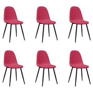 vidaXL Chaises à manger lot de 6 rouge bordeaux velours