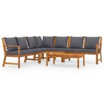 Salon de jardin meuble d'extérieur ensemble de mobilier 6 pièces avec coussin bois d'acacia solide 02_0016619