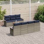 vidaXL Ensemble de canapé de jardin avec coussin 8 Pièces Gris polyrotin
