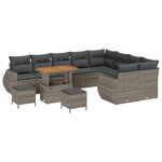 Ensemble de canapé de jardin 12 pièces avec coussins en poly rotin gris acacia