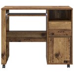 vidaXL Bureau avec roues Bois Ancien 91 x 50 x 77 cm Bois d'ingénierie