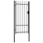 vidaXL Portillon simple porte avec dessus à pointe Acier 1x2 m Noir