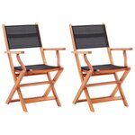 vidaXL Chaises pliables de jardin lot de 2 Noir Eucalyptus textilène