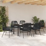 vidaXL Ensemble de salle à manger de jardin 7 pièces avec coussins noir poly rattan