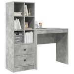vidaXL Bureau avec tiroir avec étagère avec stockage 2 Pièces Gris béton