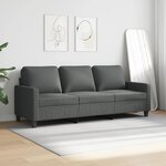 vidaXL Canapé à 3 places Gris foncé 180 cm Tissu