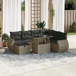 vidaXL Salon de jardin 8 Pièces avec coussins gris résine tressée