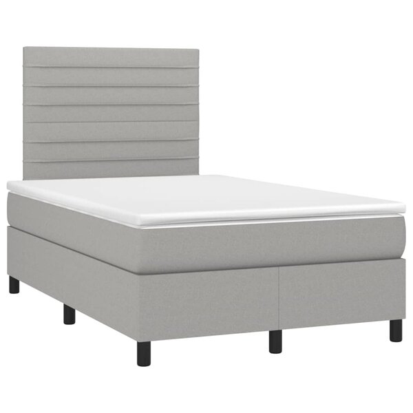 vidaXL Sommier à lattes de lit et matelas gris clair 120x190 cm tissu